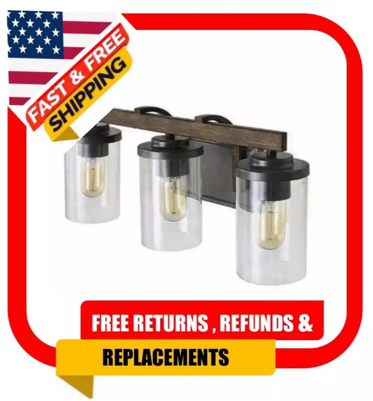 Weyland Farmhouse 20 in. 3-Light Rust Black Bathroom Bar