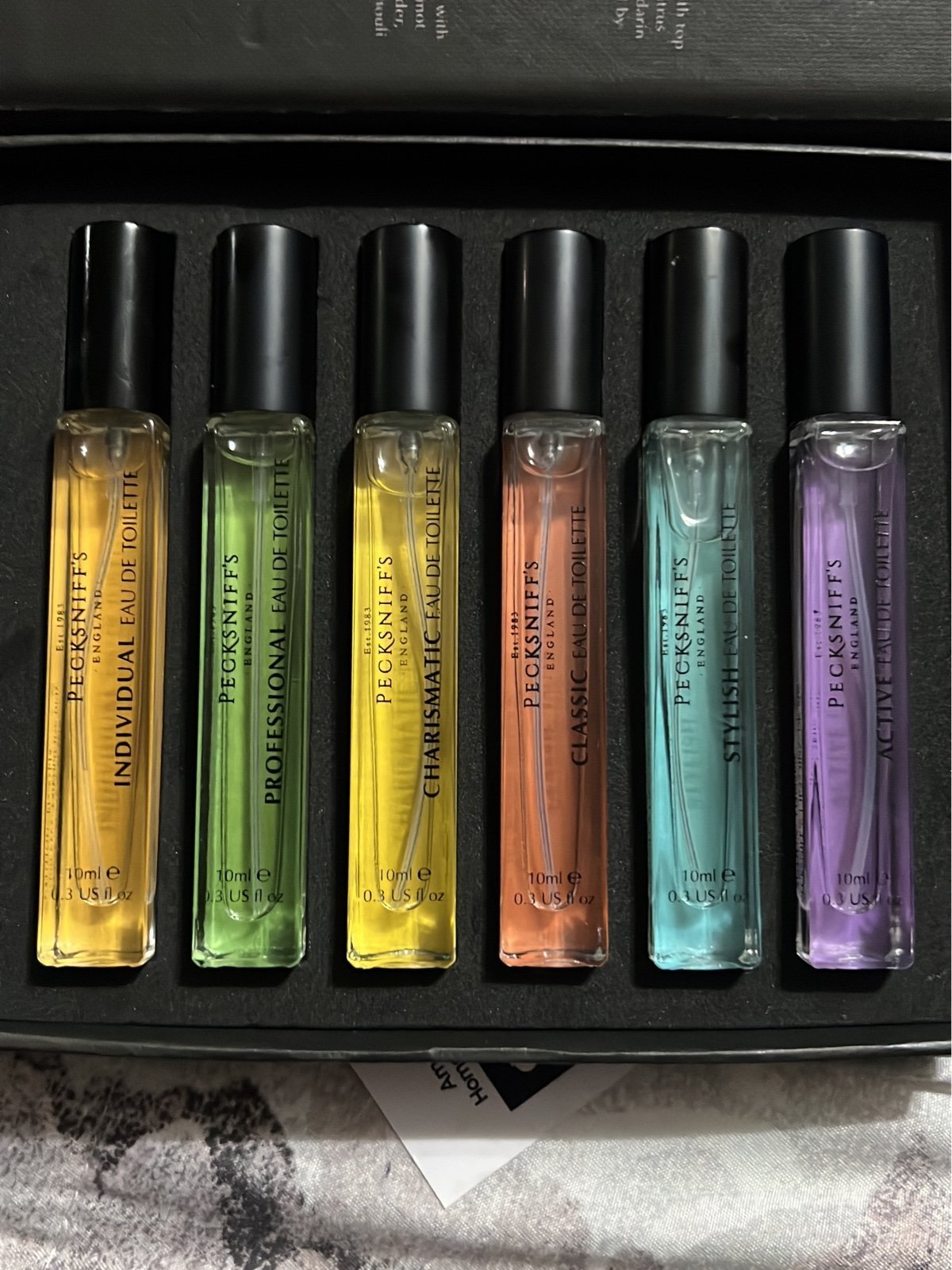 Pecksniff’s luxury fragrance library six different fragrances