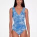 Ralph Lauren women’s ROYAL BLUE/WHITE Woodblock One-Piece Swimsuit size 12 NEW