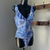 Ralph Lauren women’s ROYAL BLUE/WHITE Woodblock One-Piece Swimsuit size 12 NEW