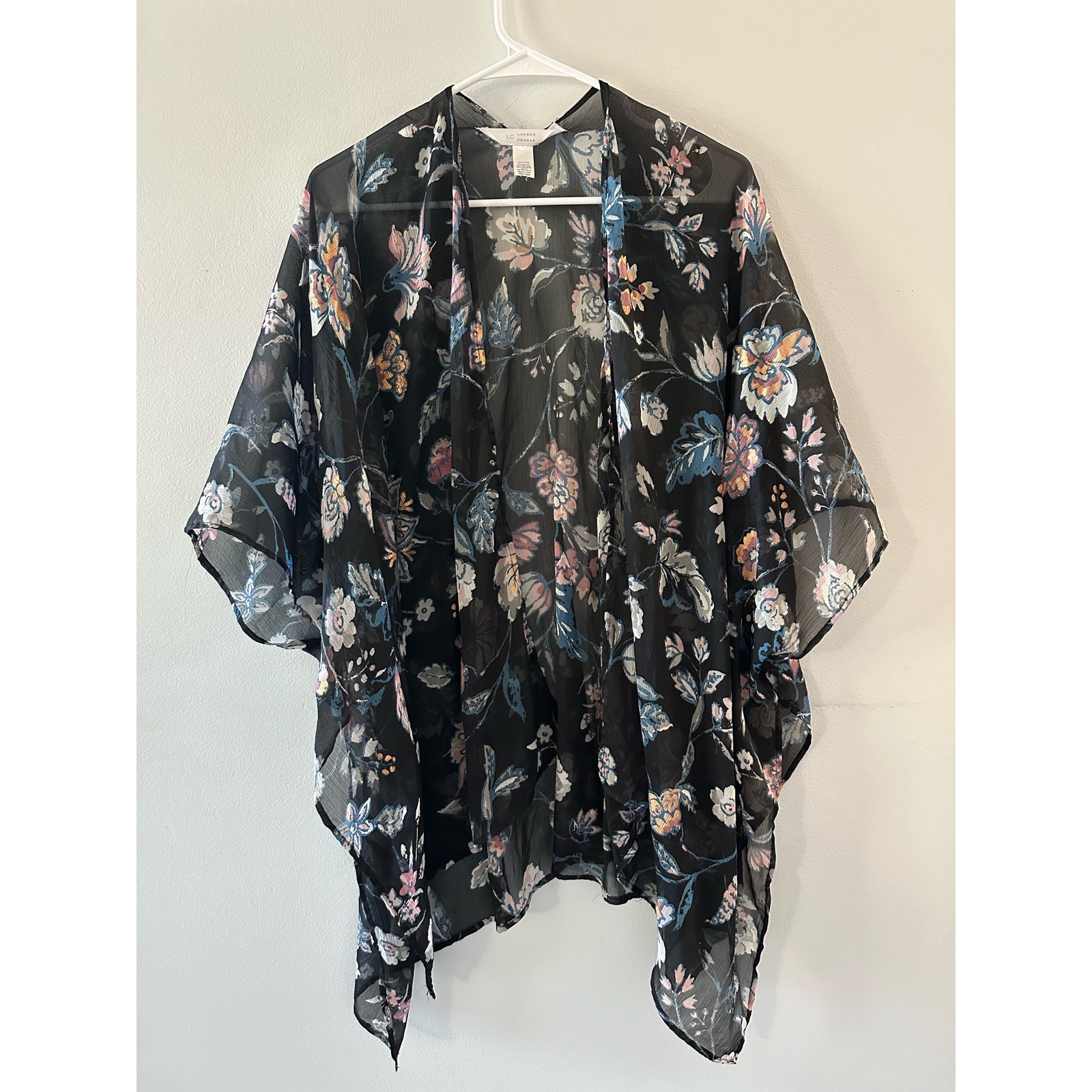 LC Lauren Conrad Kimono Women's One Size Sheer Floral Topper Flowy Lightweight