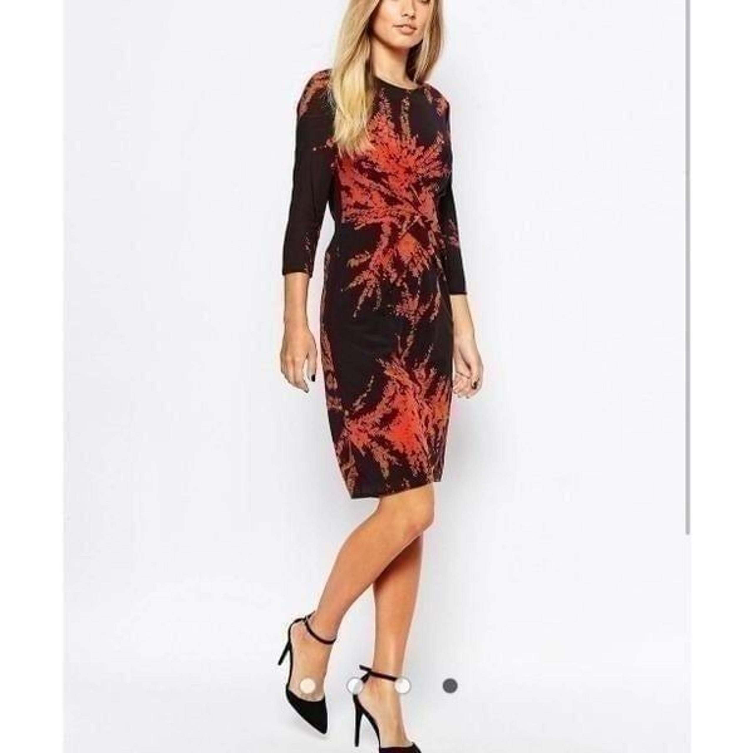 Whistles Phoebe Fern Print long sleeve Bodycon Dress size 4