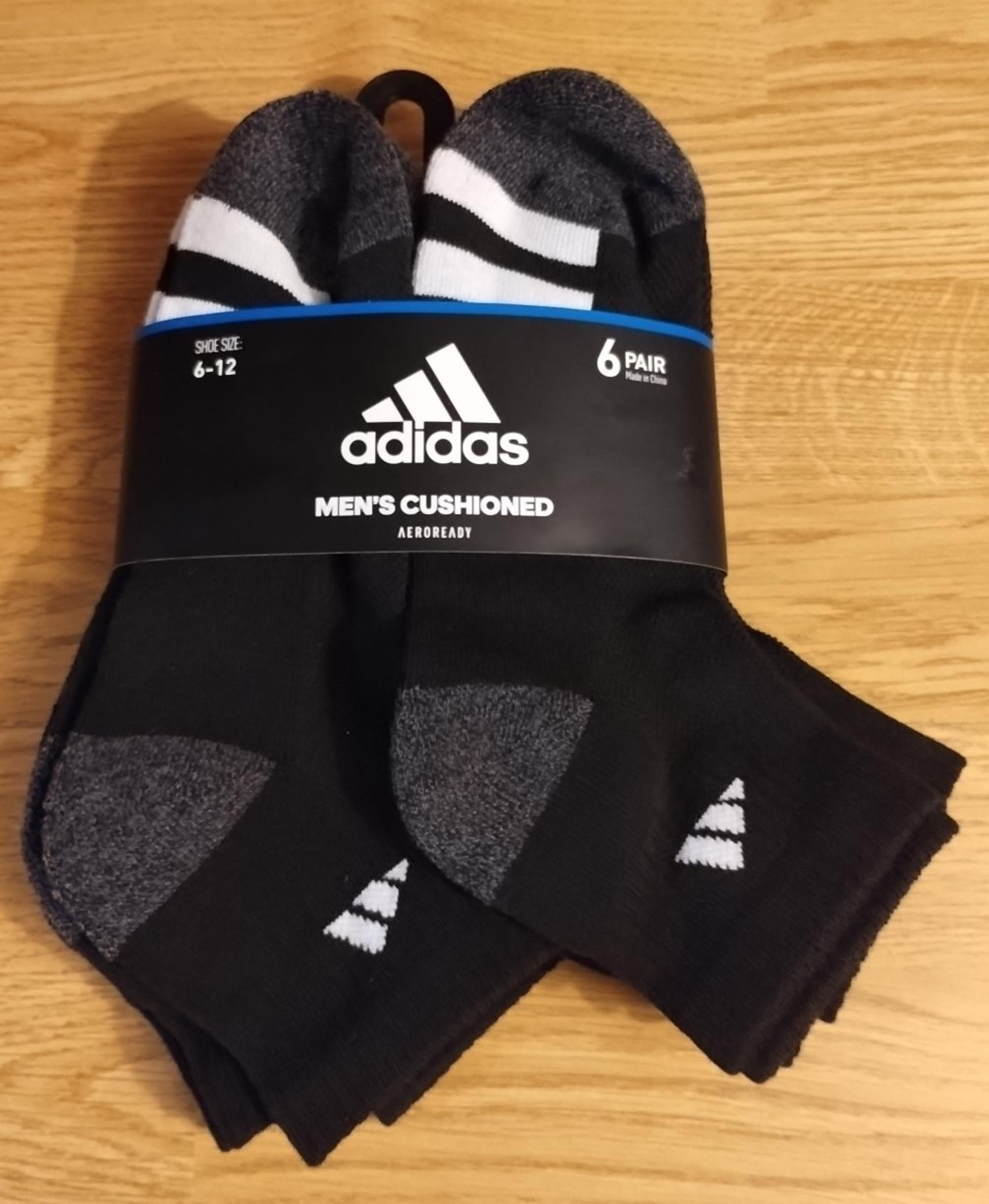 Adidas Men's Aeroready Cushioned 6-Pairs Quarter Cut Socks Black/Gray/White
