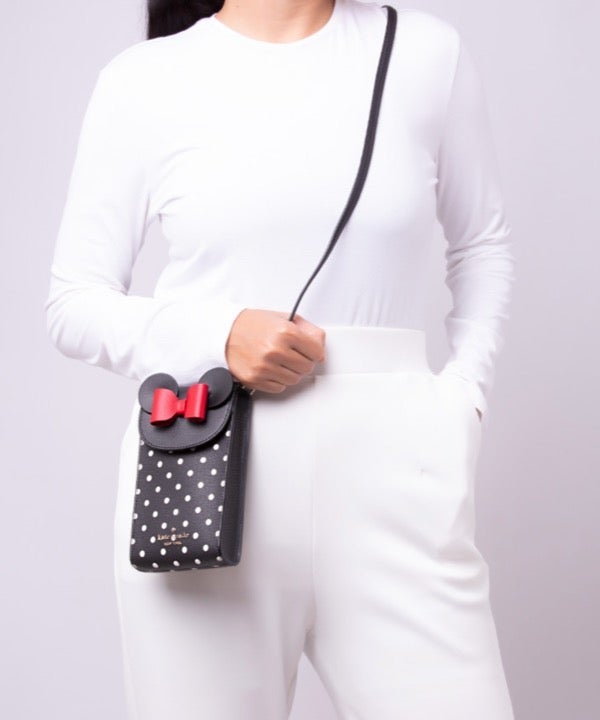 Disney kate spade new york minnie mouse north south flap phone crossbody Black