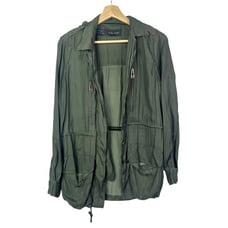 Zara Dark Green Button Down Utility Military Jacket S