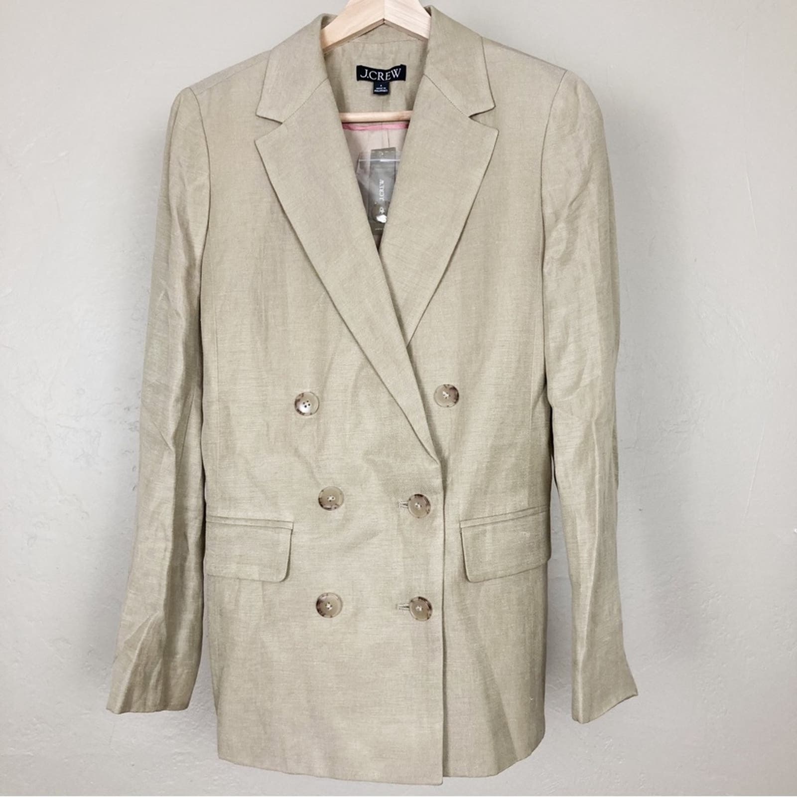 J.Crew Double Breasted Blazer Jacket in Chelsea Linen Cupro Blend