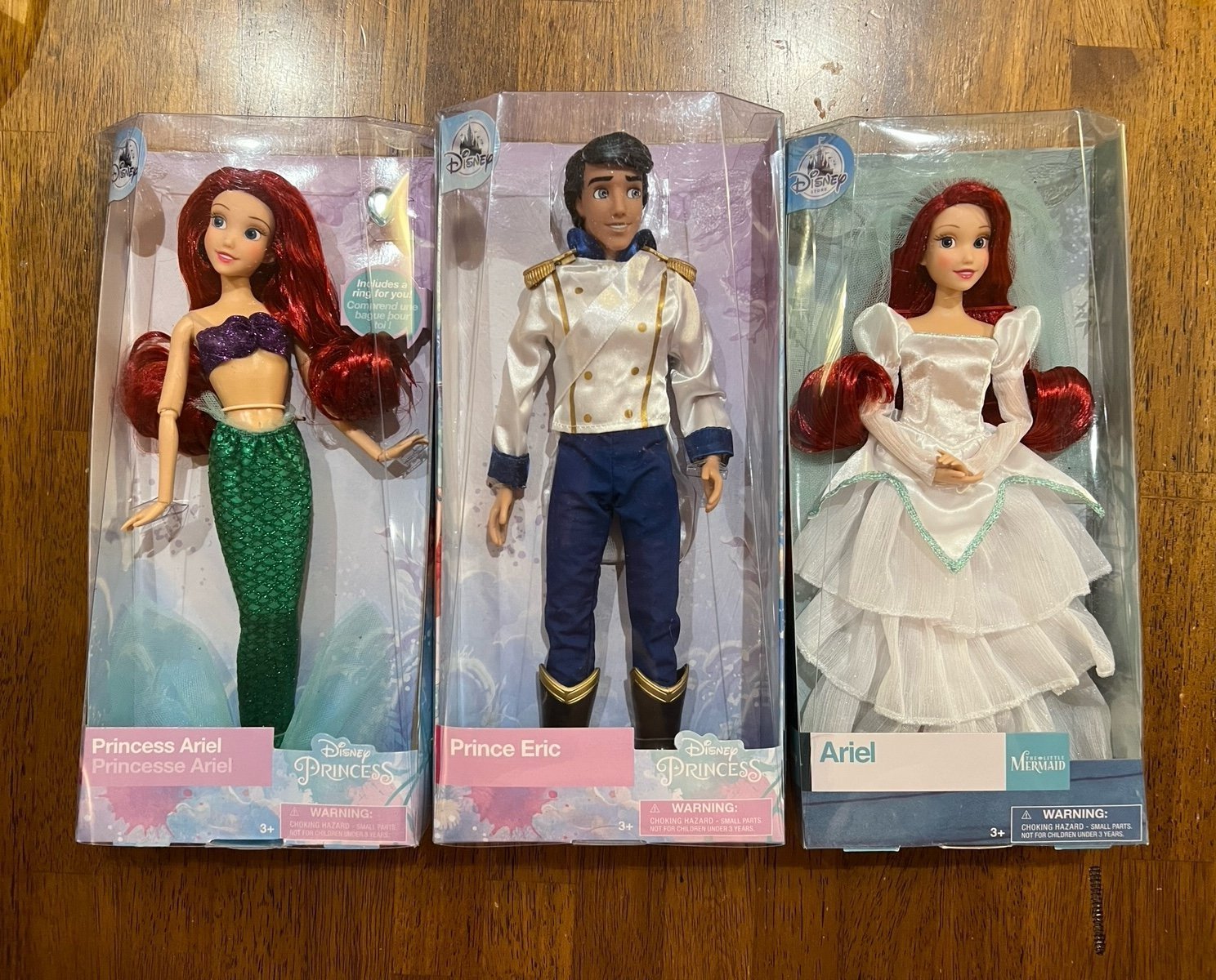 Disney The Little Mermaid Ariel and Prince Eric 3 doll bundle
