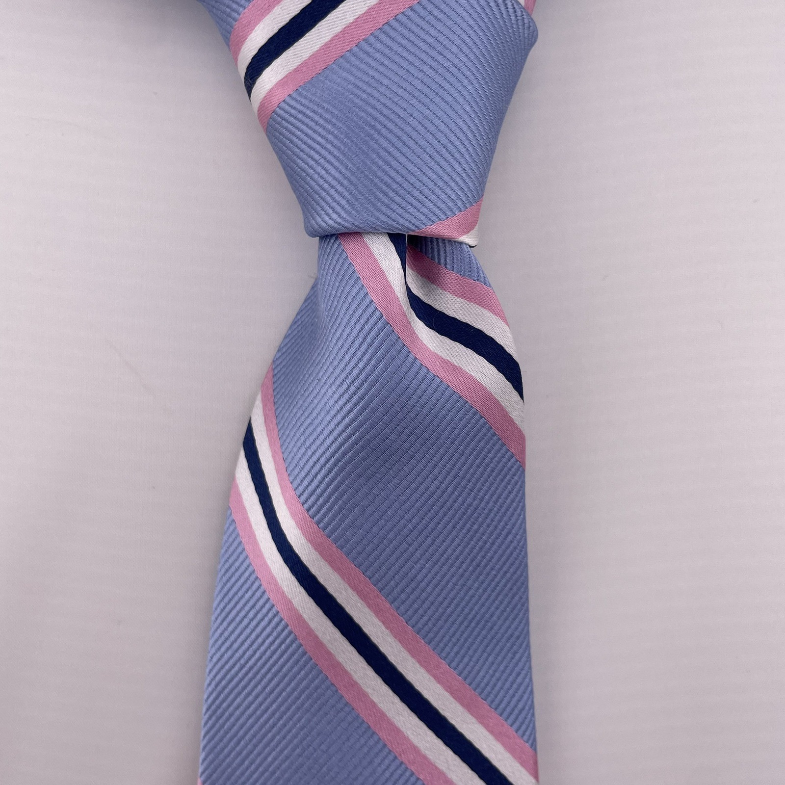 JOS. A. BANK EXEC COLLECTION Designer Silk Necktie Blue Pink Striped China 60