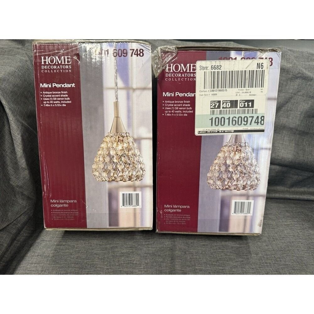 New In box | Pair Of 2 Home Decorators Collection | Crystal mini pendant lights