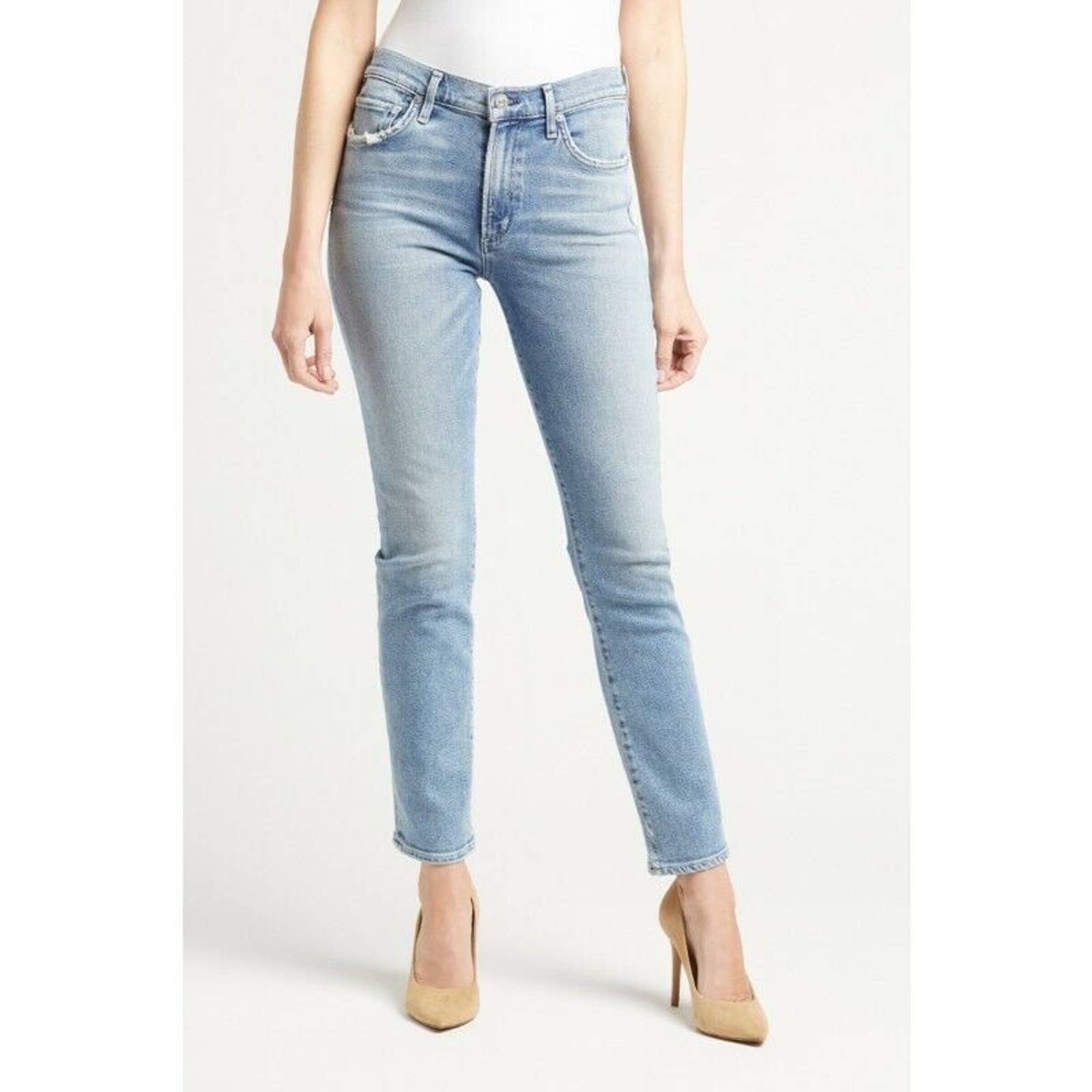 Citizens Of Humanity Skyla Mid-Rise Cigarette In Julep Blue Size 28