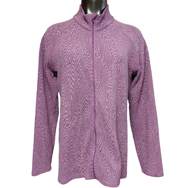 Lucy Women's Purple Full-Zip Swirl Pattern Sweater Jacket XL