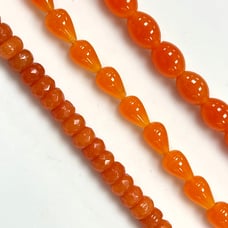 3 Strands Orange chalcidony Beads