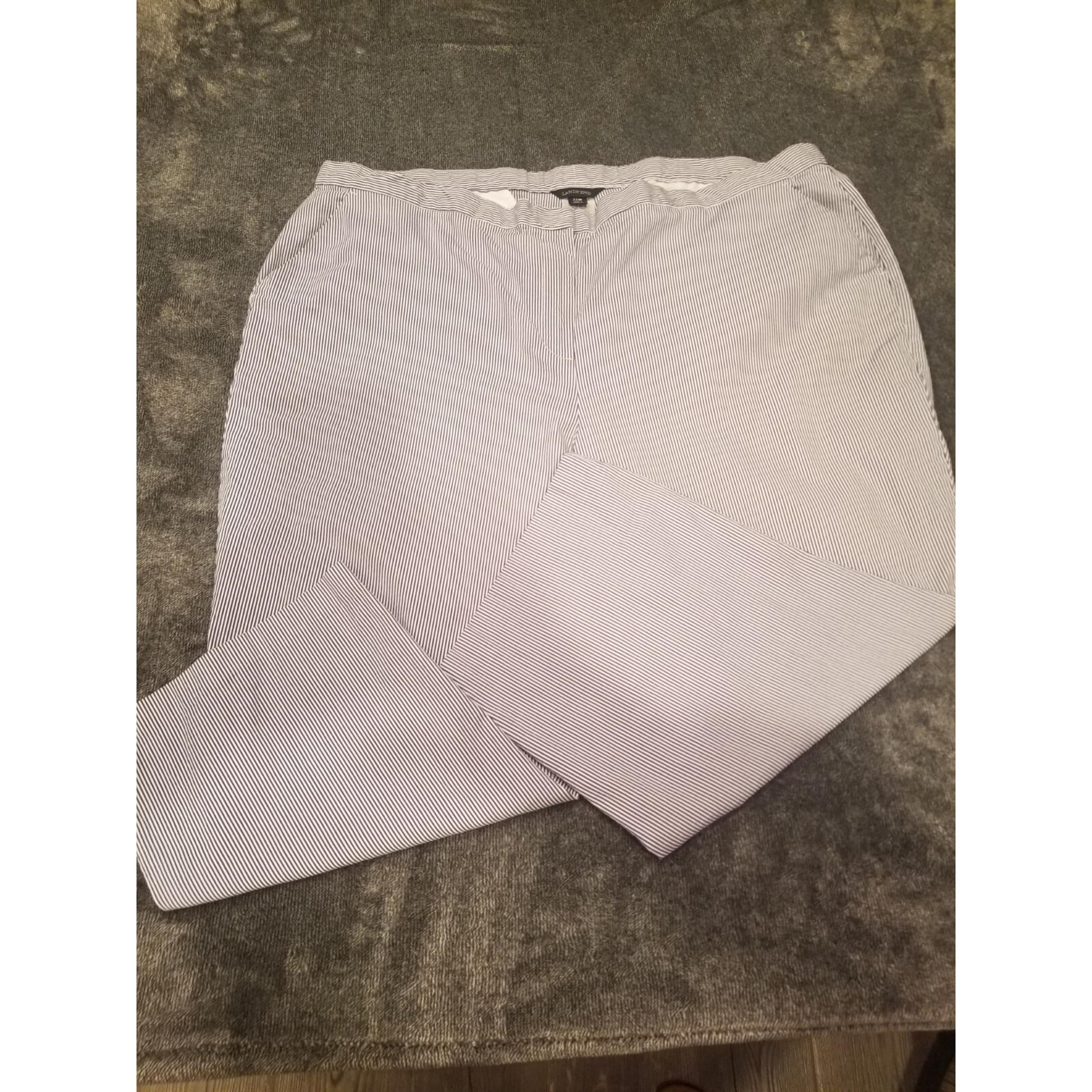 Lands End Women's Size 22W Blue/White Striped Carpri High Rise Seersucker Pants