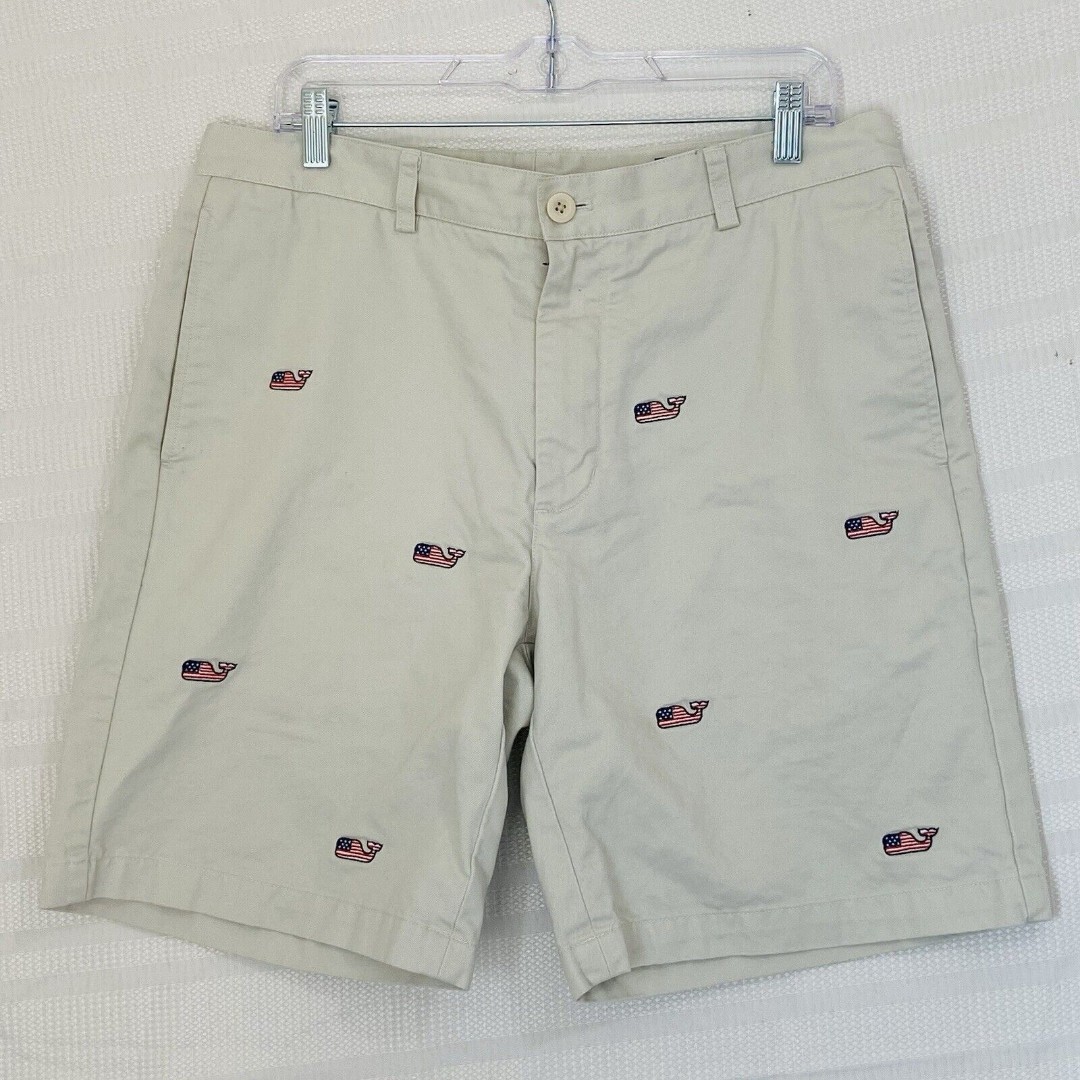 Mens Size 34 Vineyard Vines USA Shorts Cotton Flag P Club Shorts