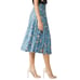 Rebecca Taylor Daniella Floral Jacquard Midi Skirt Size 4 Silk Blend Blue Pleats