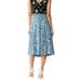 Rebecca Taylor Daniella Floral Jacquard Midi Skirt Size 4 Silk Blend Blue Pleats