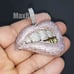 Sexy Mouth Lips Hip Hop Jewelry Silver Tone Micro Pave Stone Brass Pendant
