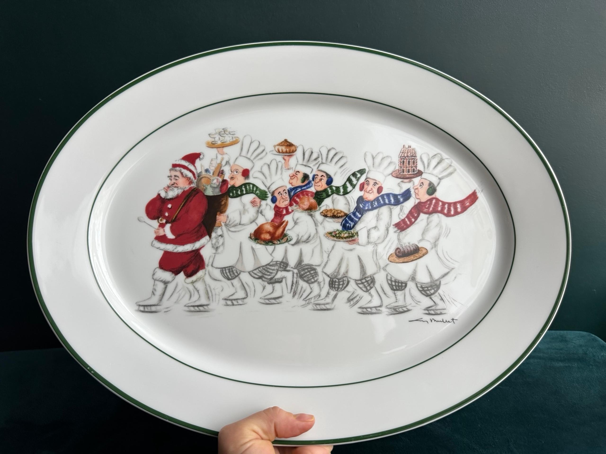 William Sonoma Guy Buffet "Skating Chefs" Oval Serving Platter
