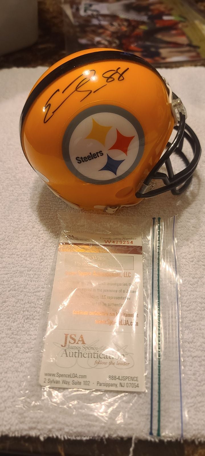 Emmanuel Sanders Mini Helmet JSA COA