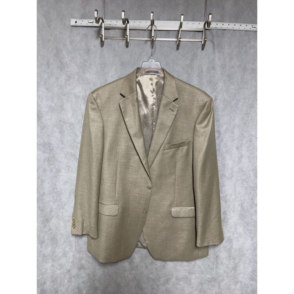 Chaps Blazer Men 46L Beige Linen Blend Career Coat Flannel Ralph Lauren Luxury