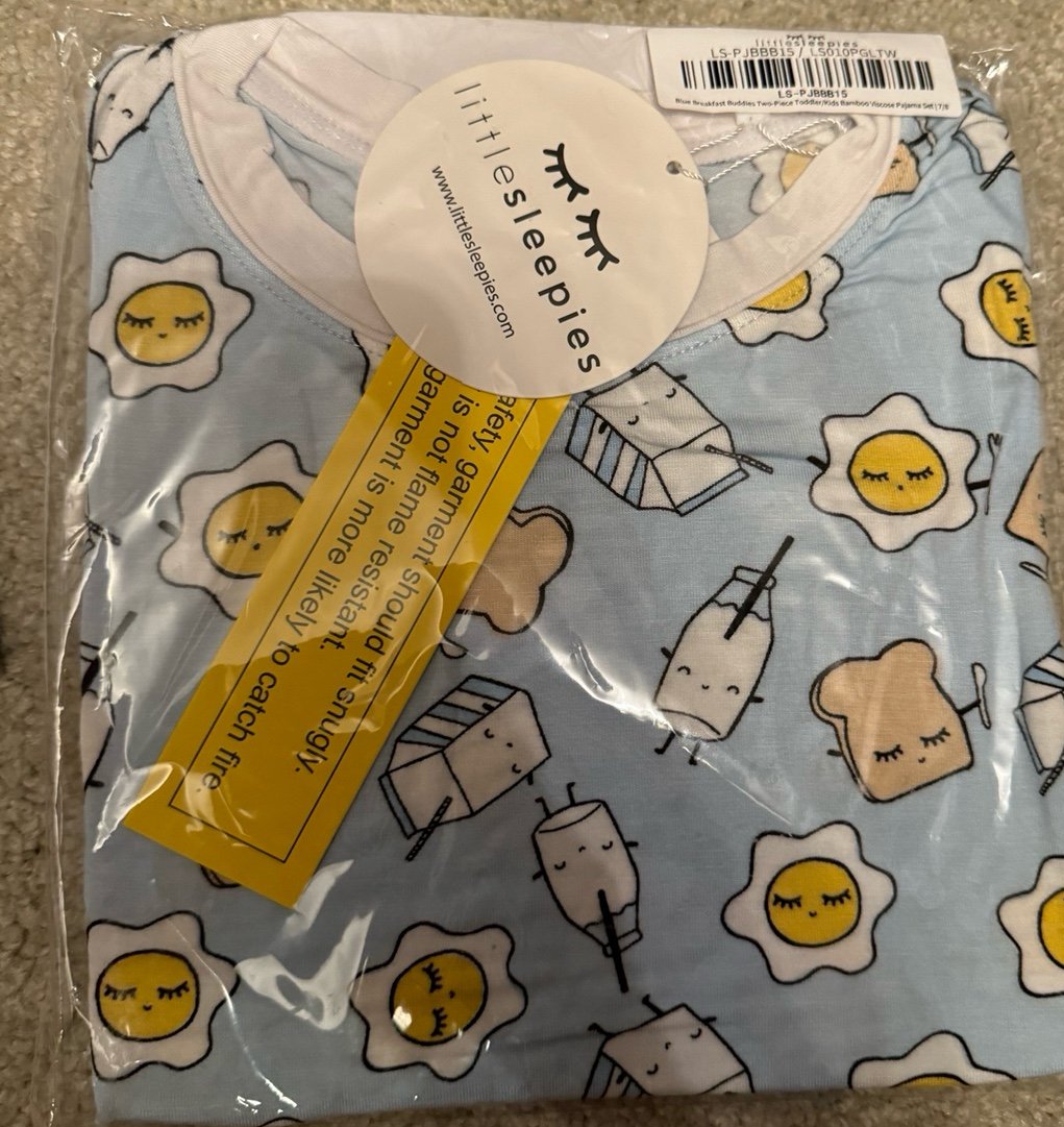 Little Sleepies blue breakfast buddies NIP 7/8