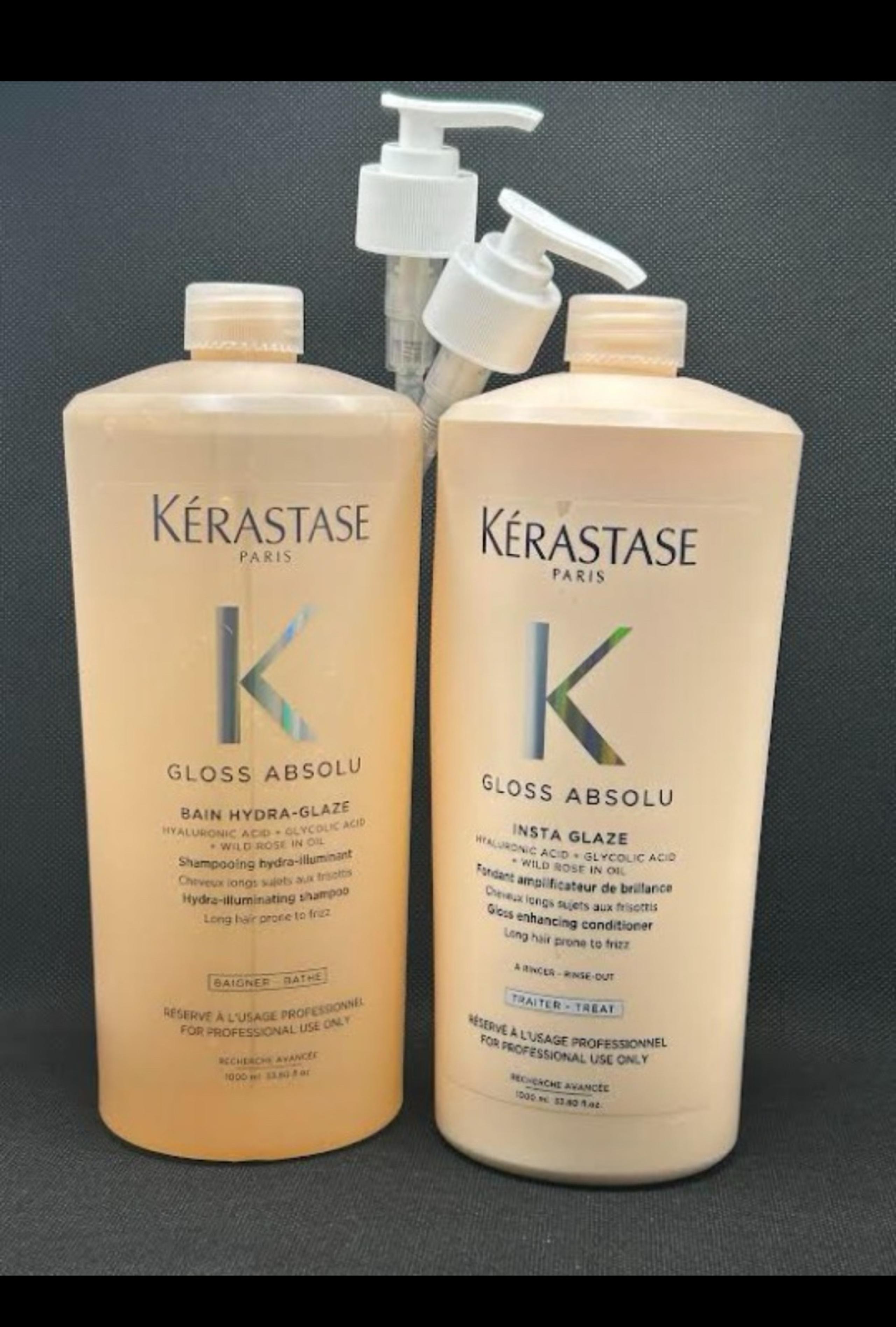 Kerastase Gloss Absolu Bain Hydra Glaze Shampoo & Conditioner 33.8oz/1L W/PUMPS