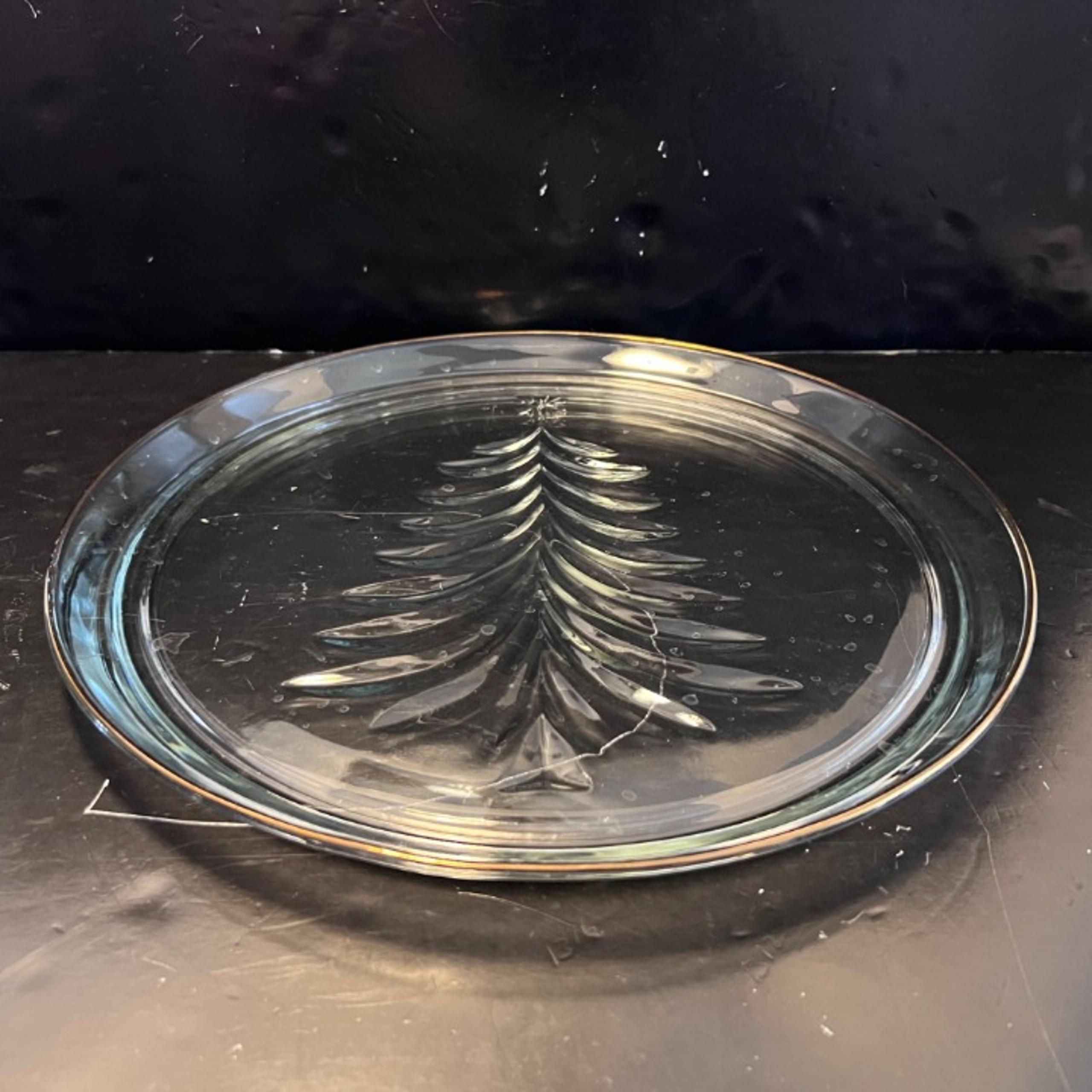 Vintage Indiana Glass Clear Glass Christmas Tree Serving Platter