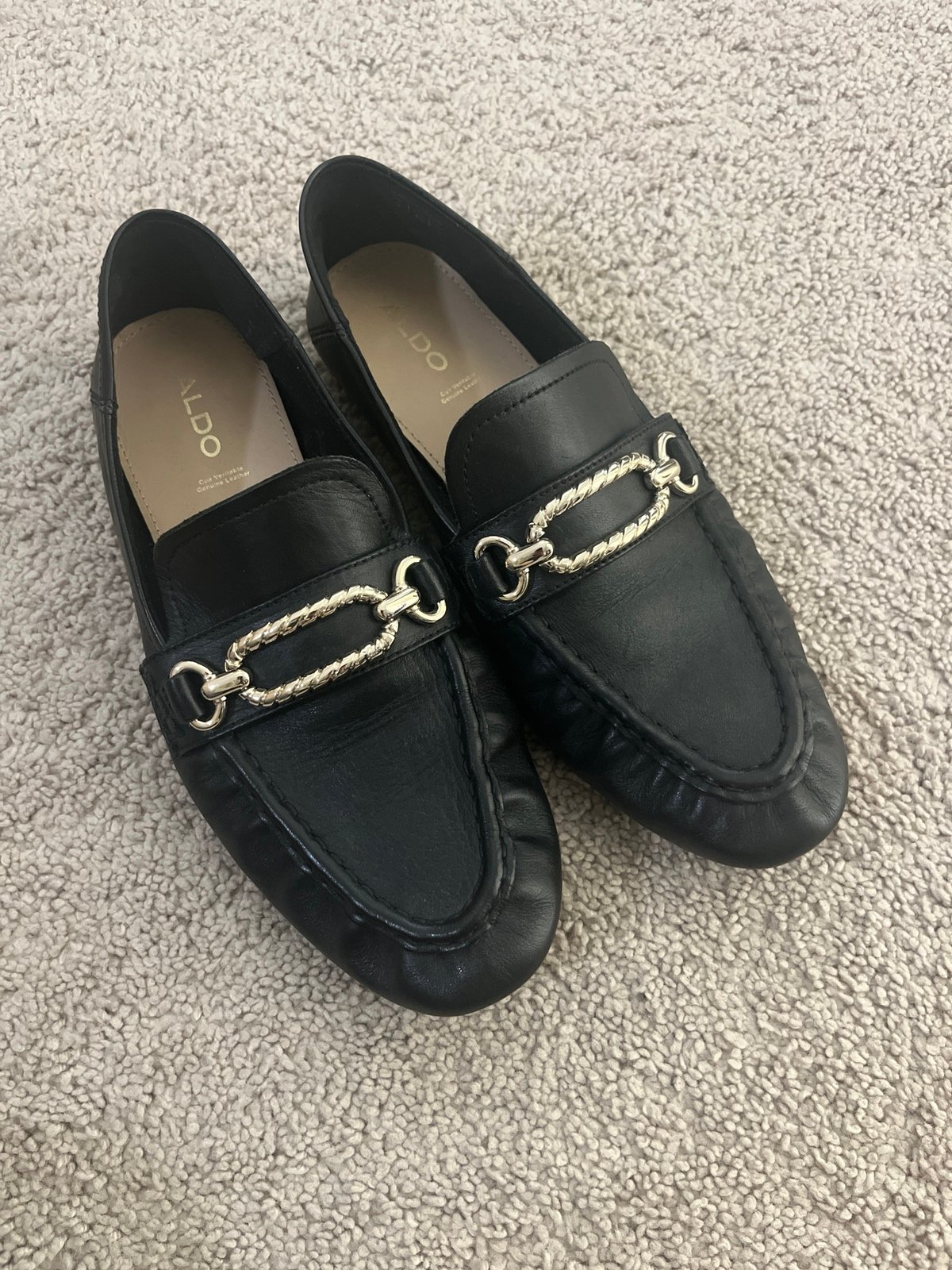 Black genuine leather loafers