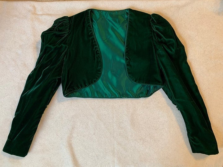 Alfred Angelo Vintage Emerald Green Velvet Bolero, Women's Size 4