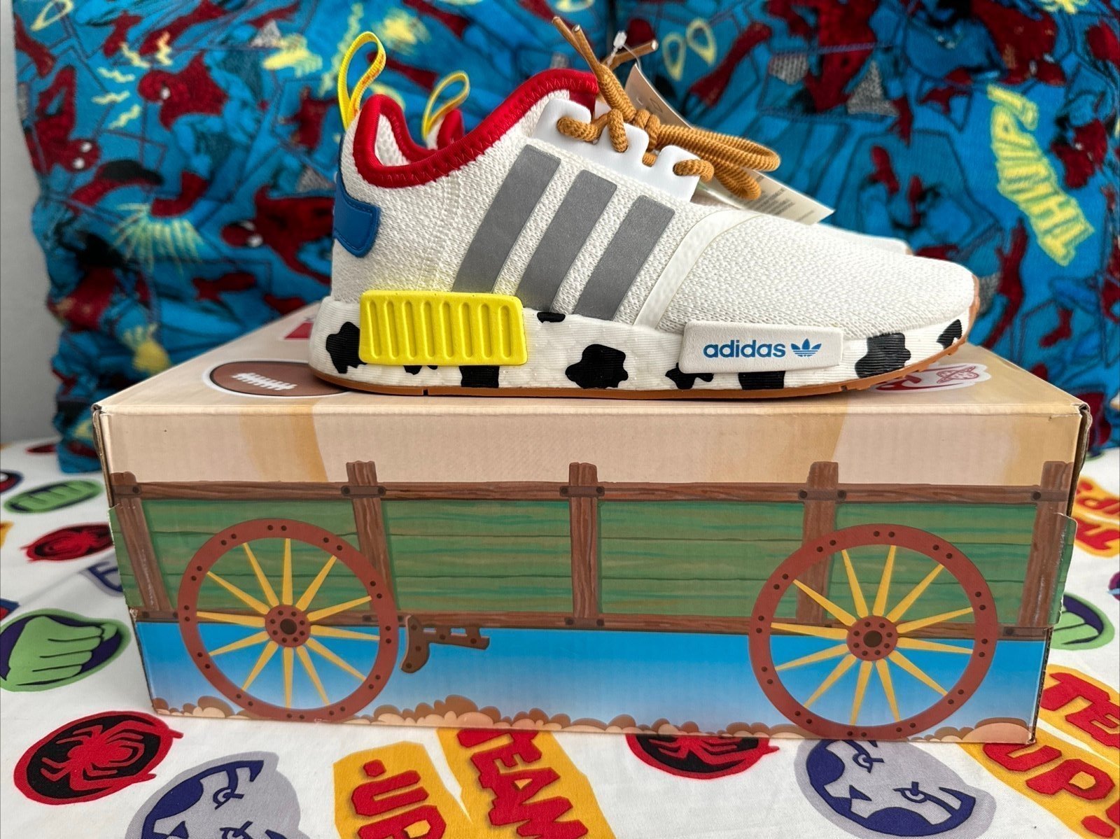 Adidas NMD’s toy story 25th anniversary Woody preschool shoes brand new!