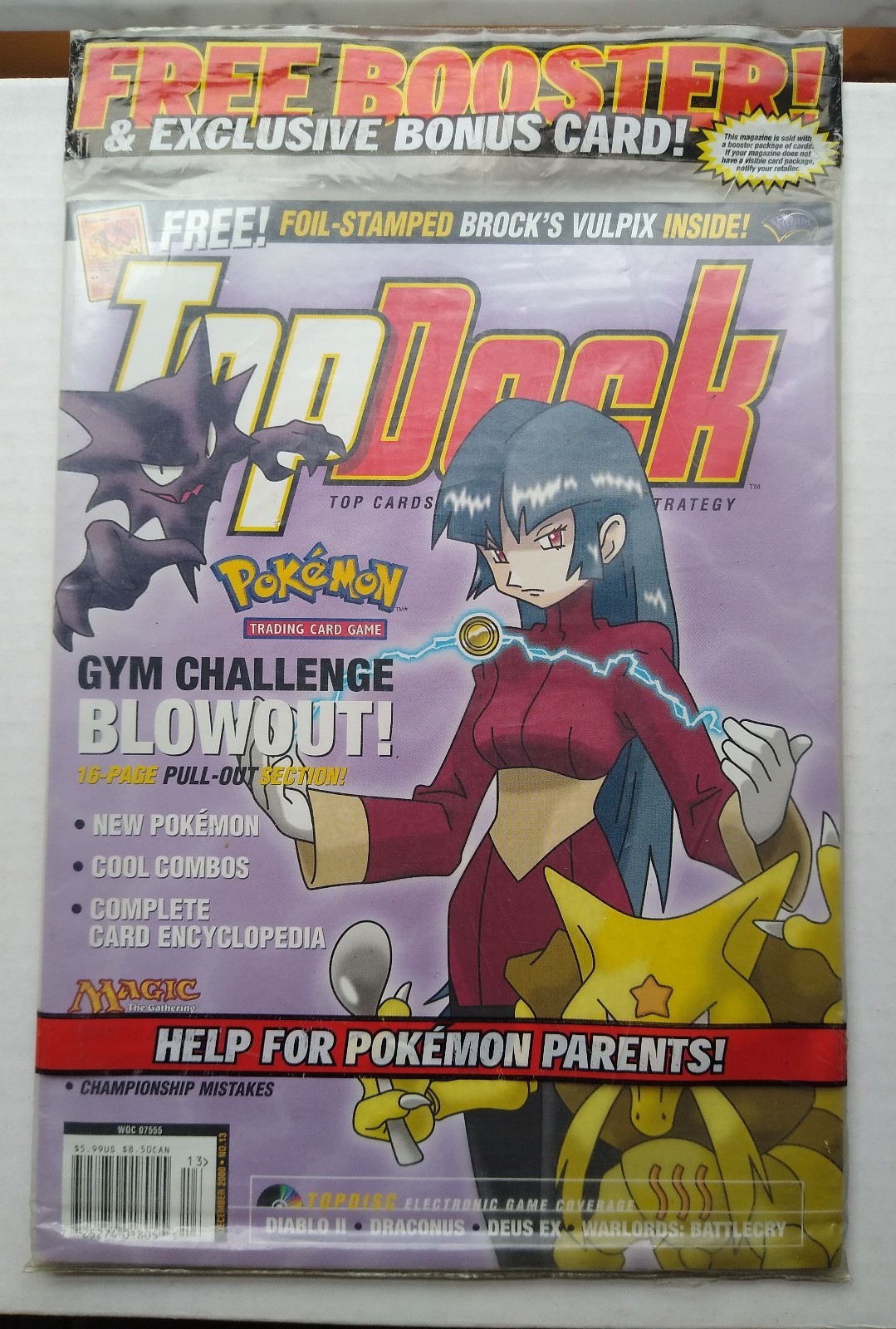 Pokemon Top Deck Magazine Sabrina Cover Gold Stamped Brock's Vulpix New Sealed