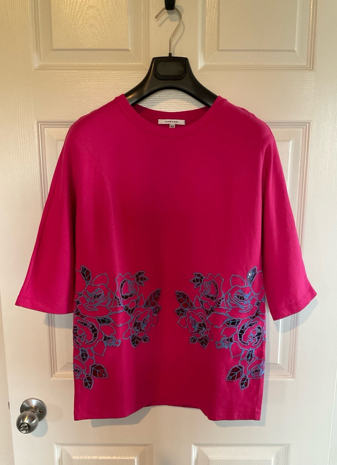 Carven tunic blouse with floral embroidery (NWOT)