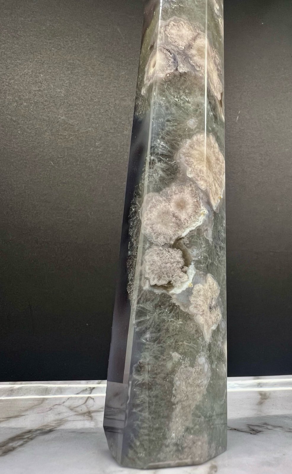 **reserved** Black Flower Agate Tower