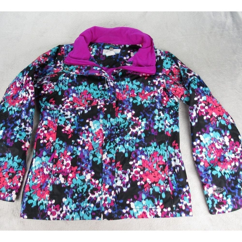 Columbia Jacket Womens Medium Floral Interchange Omni Tech Full Zip Waterproof