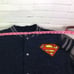 DC Comics Superman Logo Lightweight Varsity Jacket Snap Button Blue Men's Size M