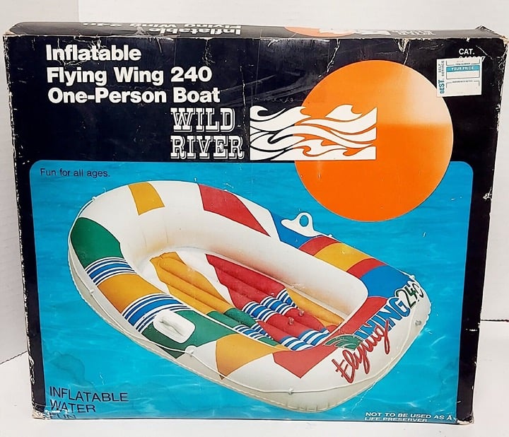 Vintage WILD RIVER Inflatable FLYING WING 240 One Person Boat Water Pool Toy