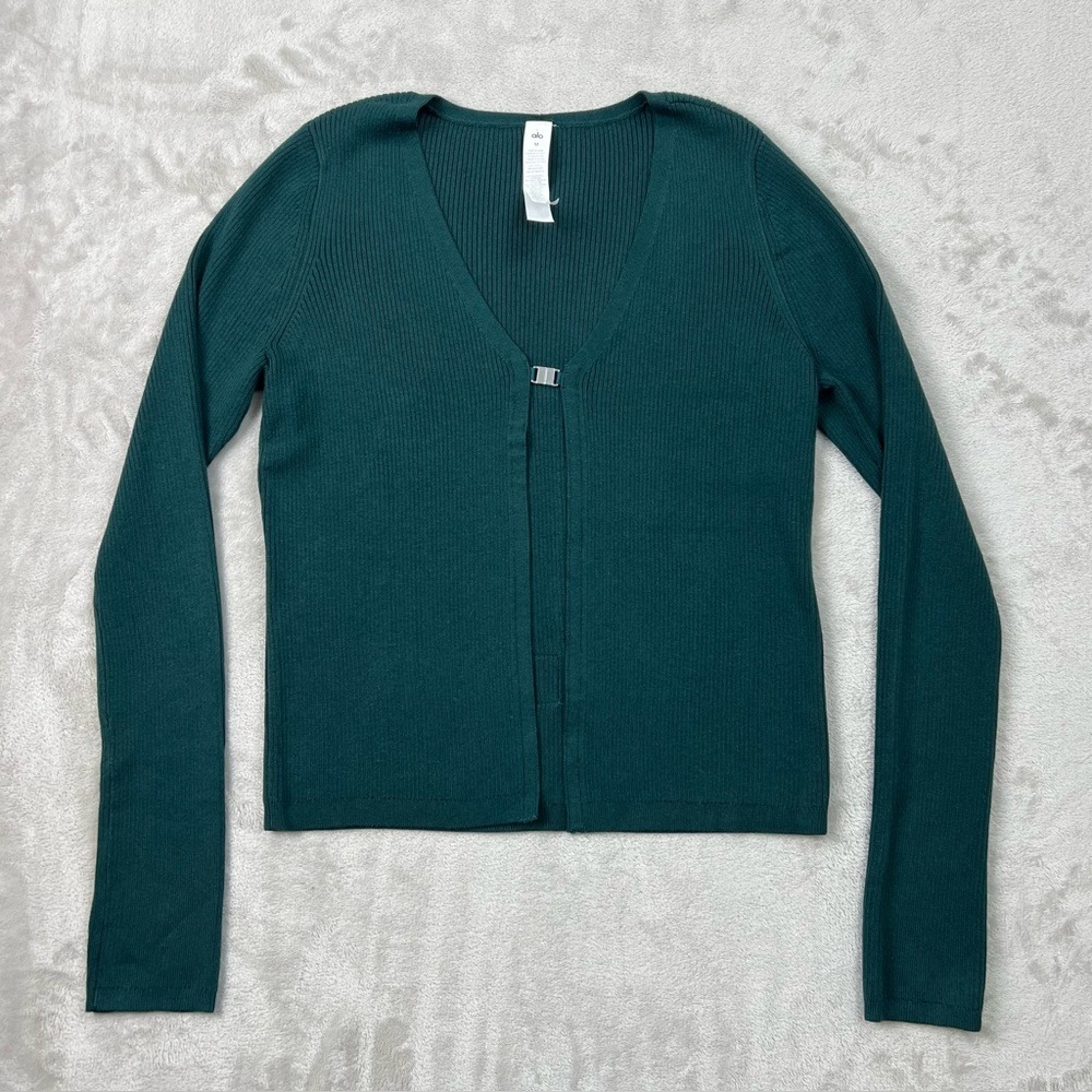 Alo Yoga Knit Salana Cardigan Midnight Green Women's Medium