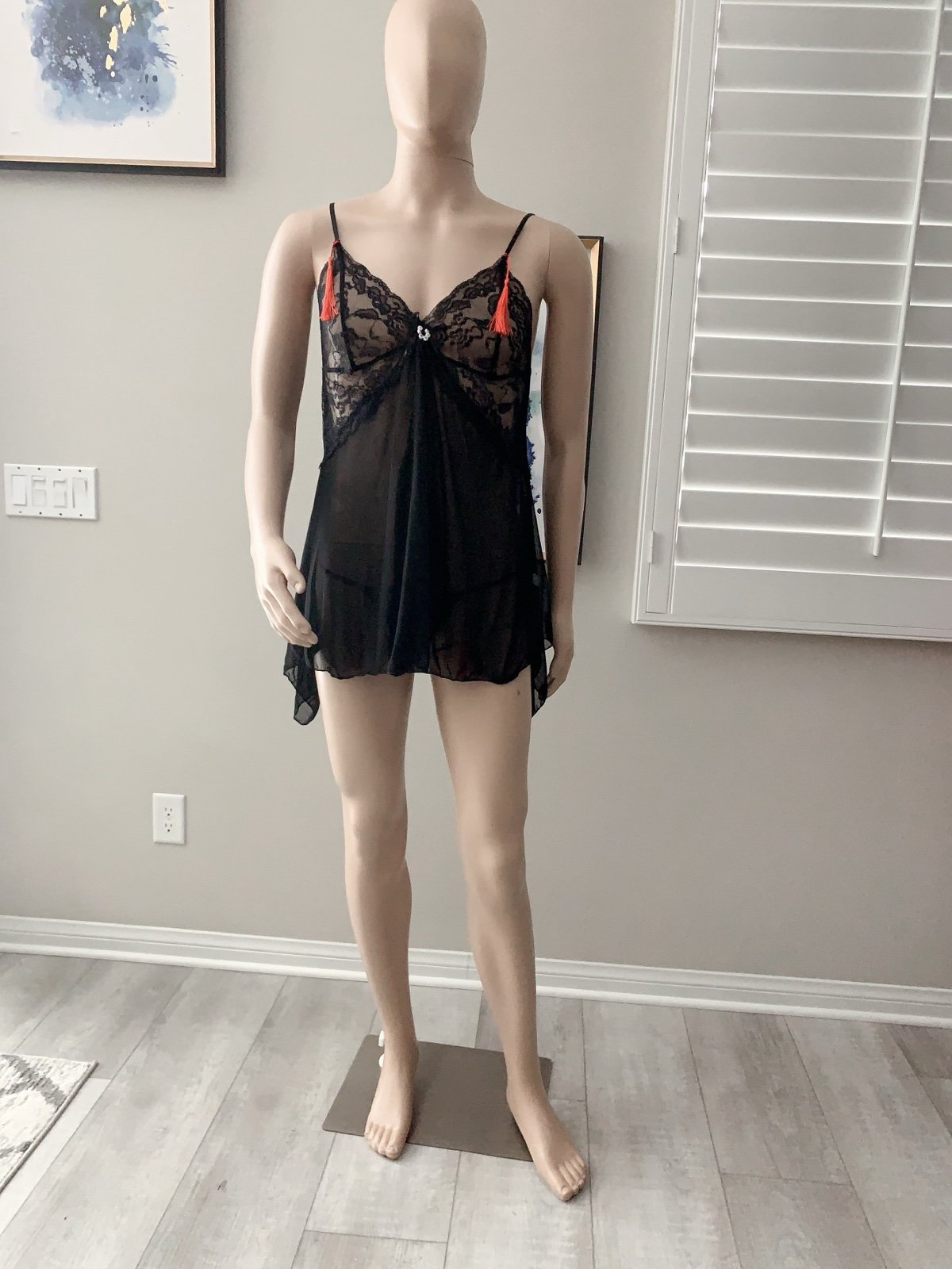 Custom Designed Men Sexy Lacy Nightgown and Thong for Crossdressing
