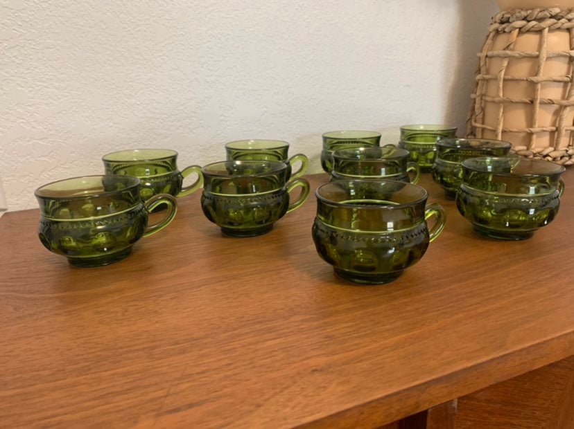 Vintage Indiana Glass Green Kings Crown