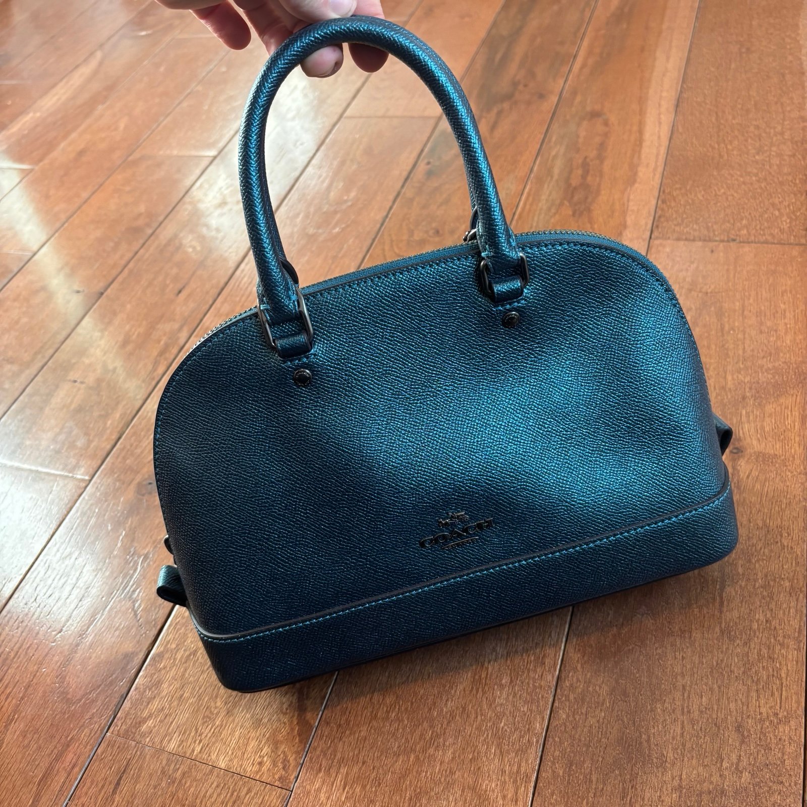 COACH Mini Sierra Satchel Bag F22315 Dark Teal Crossgrain Leather Dome