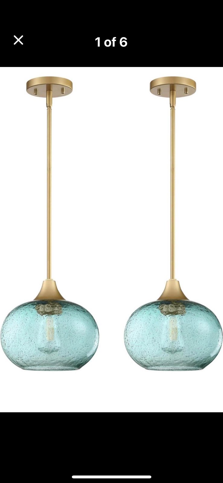 2 Pack 1 Light Hanging Indoor Kitchen Island Pendant Lights