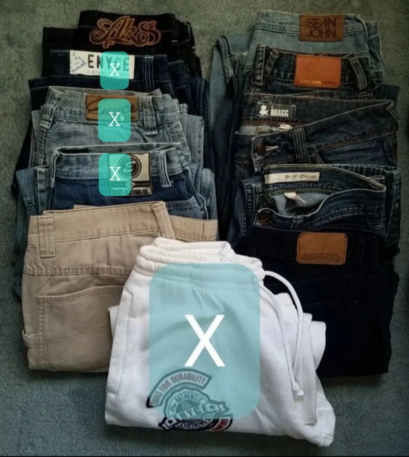 LOT OF 7: AKADEMIKS SEAN JOHN DKNY H&M OLD NAVY MENS SIZES 30,31,32