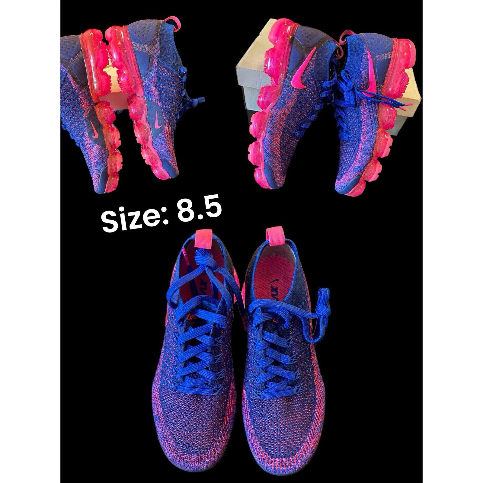 Nike Air Vapormax Flyknit Racer Blue Pink Womens Running Shoes 942843-601 Sz 8.5
