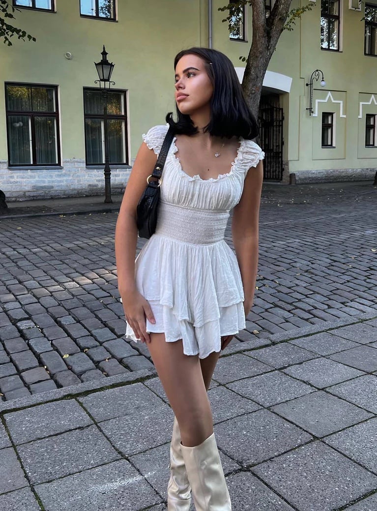 Princess Polly THE LOVE GALORE ROMPER WHITE LOWER IMPACT