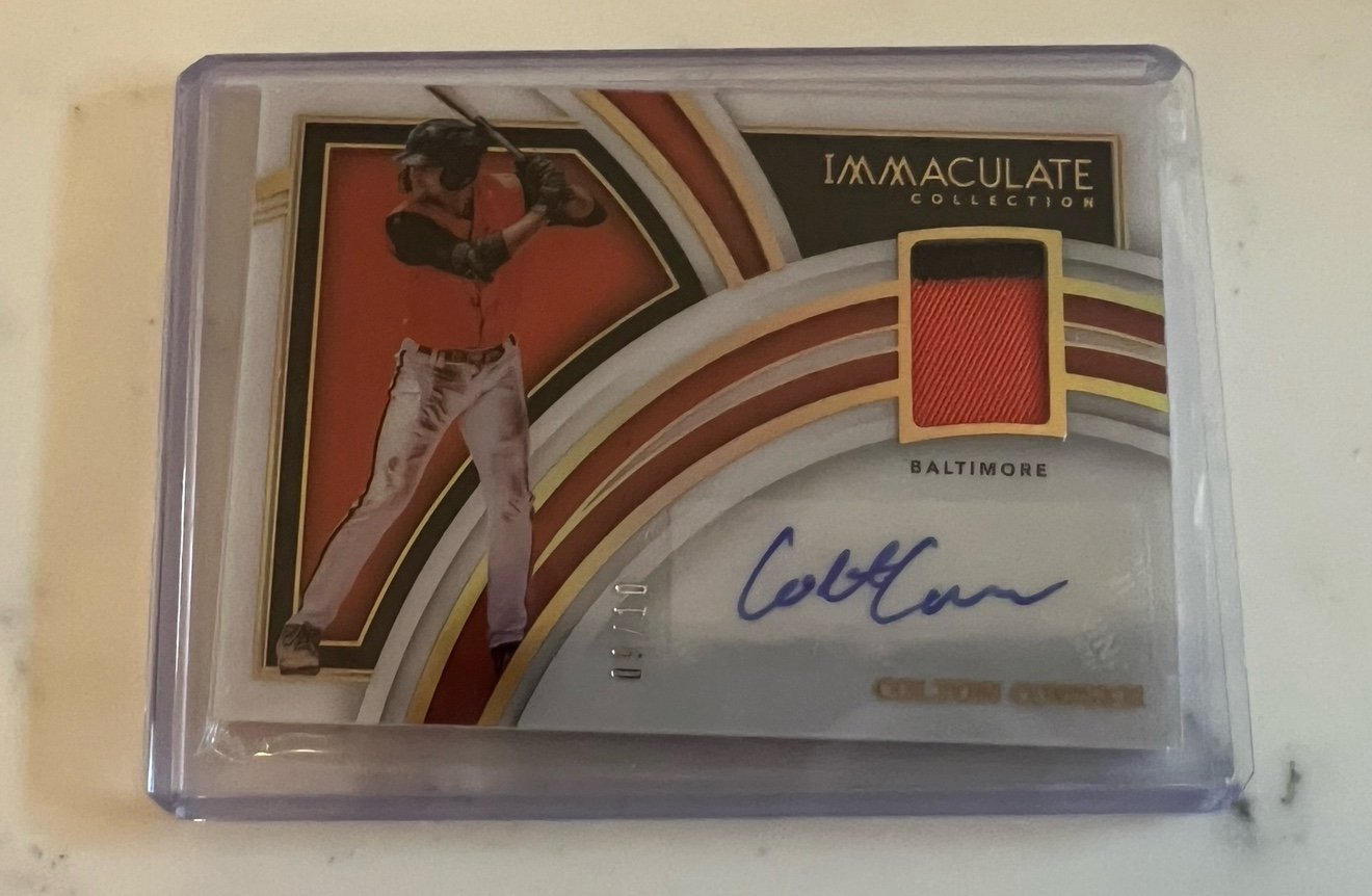 Colton Cowser Baltimore Orioles Immaculate auto card /10