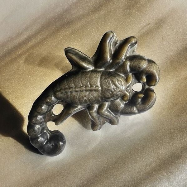 Gold Sheen Obsidian Scorpion Carving