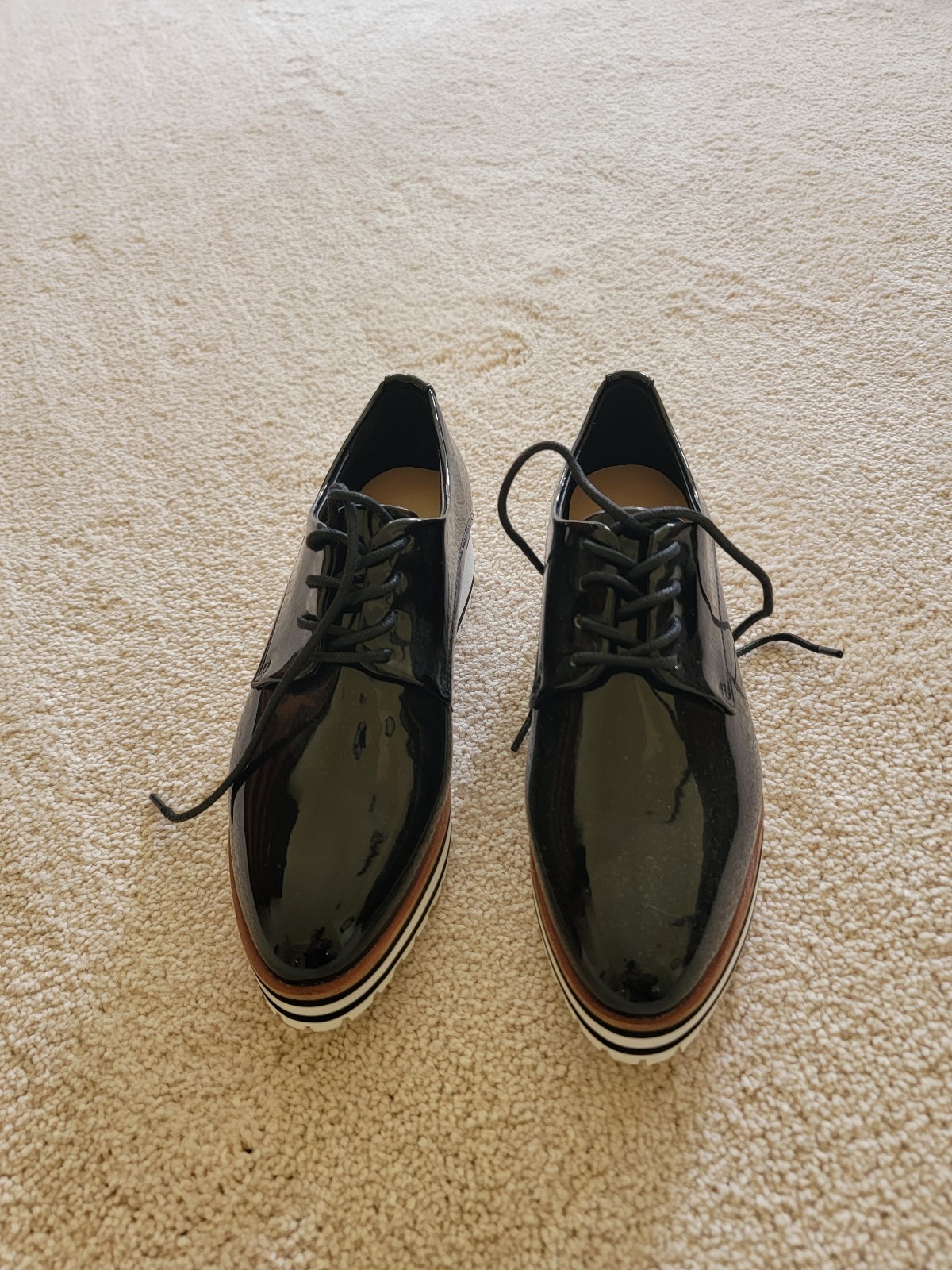 125 ALDO Black Patent Leather Oxford Loafers 5 New!❤️