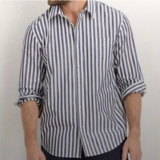Alex Mill Cotton Shirt in Mixed Cabana Stripe Button Down Shirt Navy/White NWT