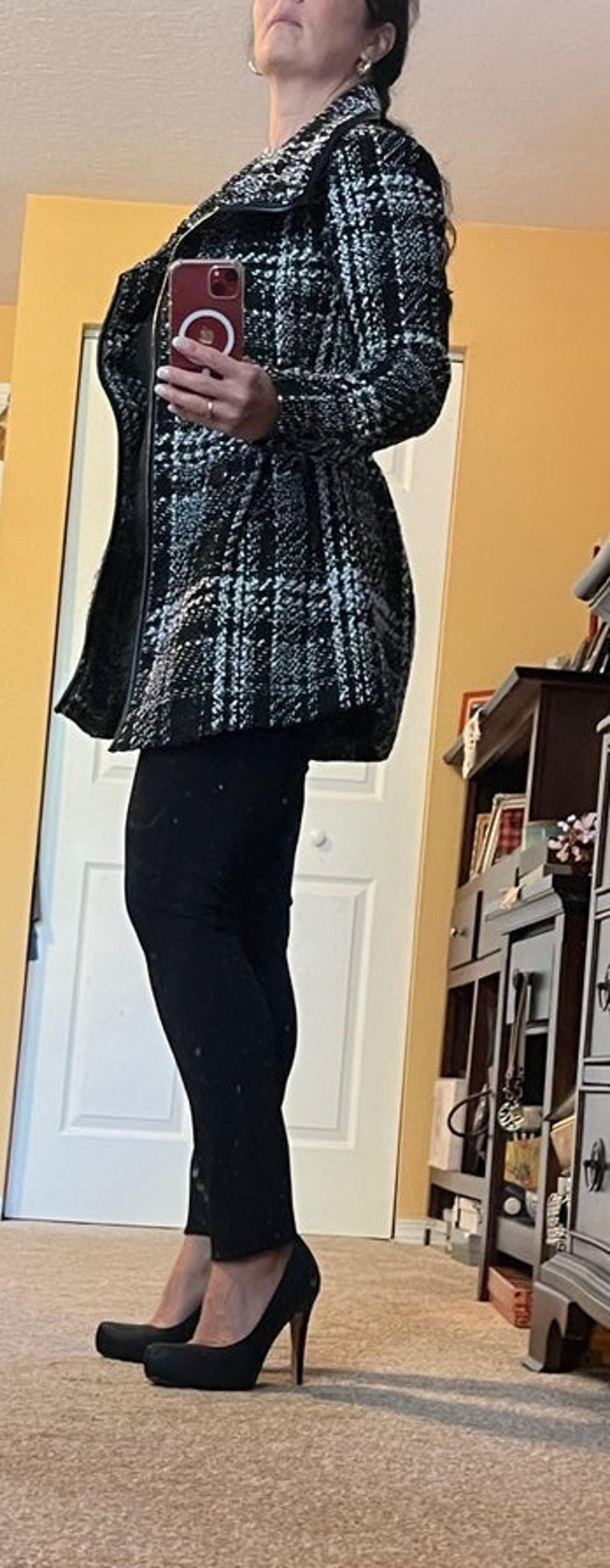 Black and white  plaid coat