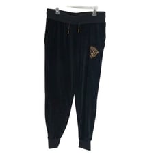 True Religion Jogger Pants Black Velour Buddha Foil Jogger Womens Size Large